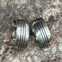 Happy Piasso Navajo Sterling Silver Clip On Hoop Earrings Native 925