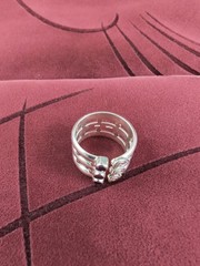 Modern Red Garnet Three Row Wrap Cocktail Sterling Silver Ring Size 6.5