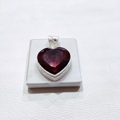 Red Garnet Gemstone Pendant Silver Jewelry Handmade Heart Pendant Red Pendant