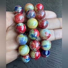 Enhanced colorful agate bracelet 14mm 6.5’ (one)