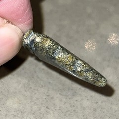 Arrowhead Serpentine Type Stone Pendant Green Natural Matrix Brass Chain Olive
