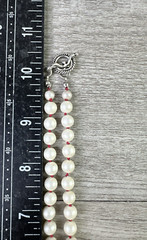 Unbranded Faux White Pearl Necklace & Dangle Earrings Red Cord