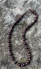 Handcrafted Genuine Garnet & Faceted Iridescent Accents Crimson Necklace