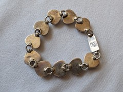 Vintage 925 Sterling Silver 925 handmade tennis Bracelet with onyx hearts