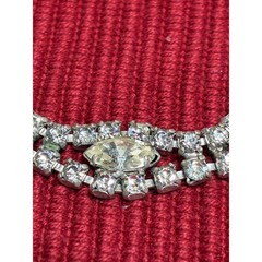 Vintage Rhinestone Statement Necklace | 16” Silver Tone Marquise Crystal Collar