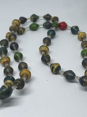 One Of A Kind Double Strand Recycled Artist Made Paper Bead Seed Bead Necklace
