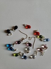 8 Pairs Czech Teardrop Earring Charms,2 Silver Copper Interchangeable Ear Wires