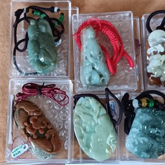 Estate Lot of 10 Untreated Burmese Jadeite & Nephrite Pendants – Certified