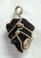 Unique Spessartite Garnet Pendant Sterling Silver 925 Hand wrapped