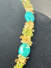 Handcrafted Boho Gemstone Lariat: Peridot Citrine Turquoise Flower Pendant 101