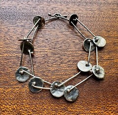 Intriguing Modernist Artisan Fine Silver Kinetic Bracelet, Artist Signed 9.8g