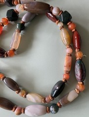 Agate Gemstone Polished Beaded Necklace Bohemian Chic 51 inches LONG Vintage