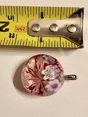 Hand-Blown Murano Glass Millefiori Flower Design Necklace Pendant, Small