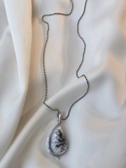 Vintage Danecraft Sterling Silver Dendritic Opal Pendant Necklace Whimsigoth