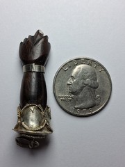 Carved Wood & Silver Mano Figa «Good Luck» Clenched Fist Charm Pendant