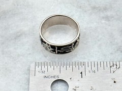Vintage Artisan Made Egyptian Goddess Etched Sterling Silver Band Sz. 8.5