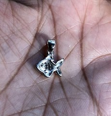 925 Sterling Silver FISH Pendant with Cz, Small Minimal Jewelry, High Polish #4