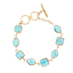 Genuine Turquoise Hammered Link Bracelet