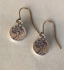 NEW HANDMADE SILVER 925 ANTIQUE GOLD PLATED SUNDANCE CHARM EARRINGS TREE OF LIFE