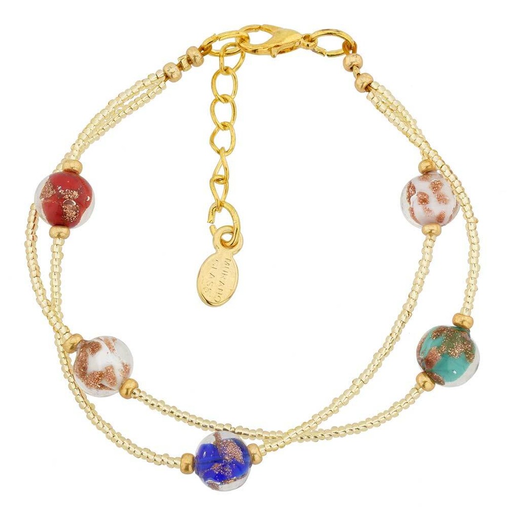Glass Of Venice Aurora Murano Glass Bracelet Multicolor Handmade with Italian Sp
