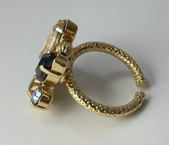 Monnaluna Dew Drop Floral Marquis GP Blue Swarovski Crystal Adjustable Ring