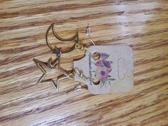 Handmade Witchy Star And Crescent Moon Earrings 925 Plated 14kt