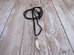 Red Fox Tooth Pendant Necklace Animal Bone Spirit Animal Jewelry leather