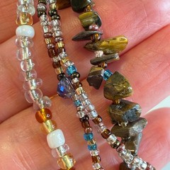 Vintage Tiger’s Eye Bracelet Multi-Strand Beaded Faceted Glass Magnetic Clasp