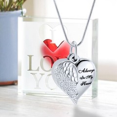 Angel Wing Urn Necklace Cremation Heart Urn Necklace Ashes Urn Jewelry for Women
