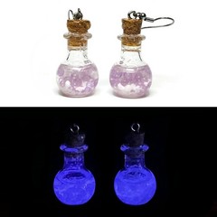 Miniature Liquid Potions Bottle Purple Glow in the Dark Earrings
