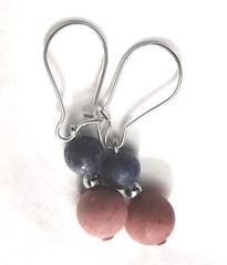 New stone Blue sea sponge 6mm and Rhodonite 9.5mm, white gold plate silver plate