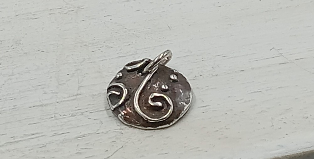 Copper Wash over Sterling Silver Small Swirl Pendant by Rebecca McNerney Designs