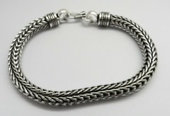 1 Piece Silver Bracelets Bali Silver Chain Bracelet 8 Inch Long 7.5mm Round