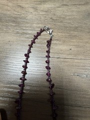 18” Handmade Bead Necklace Earrings Purple Rhodolite Garnet & Seed Beads New