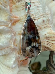 Russian Dendrite Agate & Sterling Silver Handcrafted Artisan Teardrop Pendant