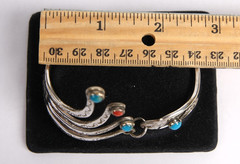 Vintage Southwestern Hand Crafted Fork Link Bracelet w/Turquoise & Coral Accents