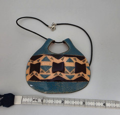 Vtg Southwestern Design Enameled Metalwork Choker Pendant Boho Large Statement
