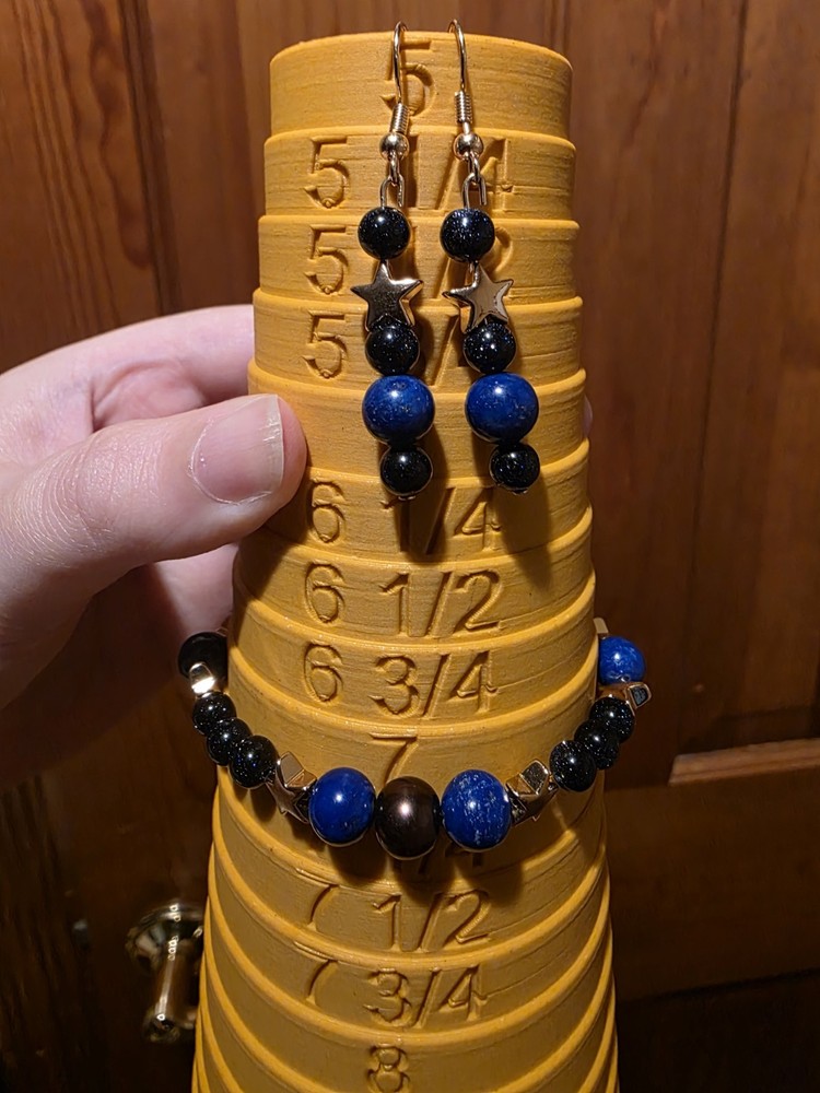 Handmade Women’s Lapis And Blue Goldstone Earrings And Bracelet Set