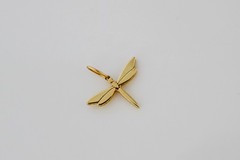 14k Solid Gold Dragonfly Pendant, Mini Dragonfly Charm, Yellow Gold Necklace