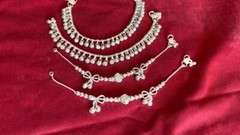 Girls lot 2 pairs ankle bracelet anklet silver bells charm chain India jewelry