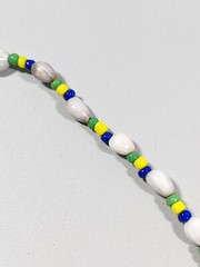 Artisan White Green Blue Yellow Nut Seed Pod Choker Necklace Tribal Style 16″