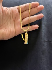 Egyptian Cartouche Pendant Necklace in Gold Tone Ancient Hieroglyph Jewelry