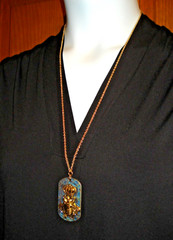 Sparkling Queen Bee Tag Pendant on 30″ Gold Plated Finer Chain Necklace