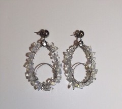 EARRINGS W/ NATURAL MOONSTONE *HANDMADE WIRE WRAPPED HOOP MOONSTONE EARRINGS