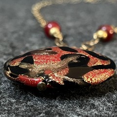 Venetiaurum Chain Link Necklace Italian Murano Glass Pendant Beads Multicolor