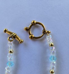 Handblown Art Glass Lampwork Foil Beads Necklace 19″ and Earrings Set Brown Teal