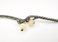Gray Macramé Aquamarine Blue Crystal Chunky Bib Statement Necklace