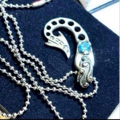 Bill Wall Leather 25th Anniversary Fish Hook Necklace USED from JAPAN