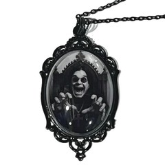 Glow in the Dark Prince of Darkness Pendant Necklace with Black Bat Earrings