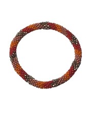 Sashka Bracelet Handmade Boho Chic Crochet Beaded Roll-On Orange Red Gold Pink